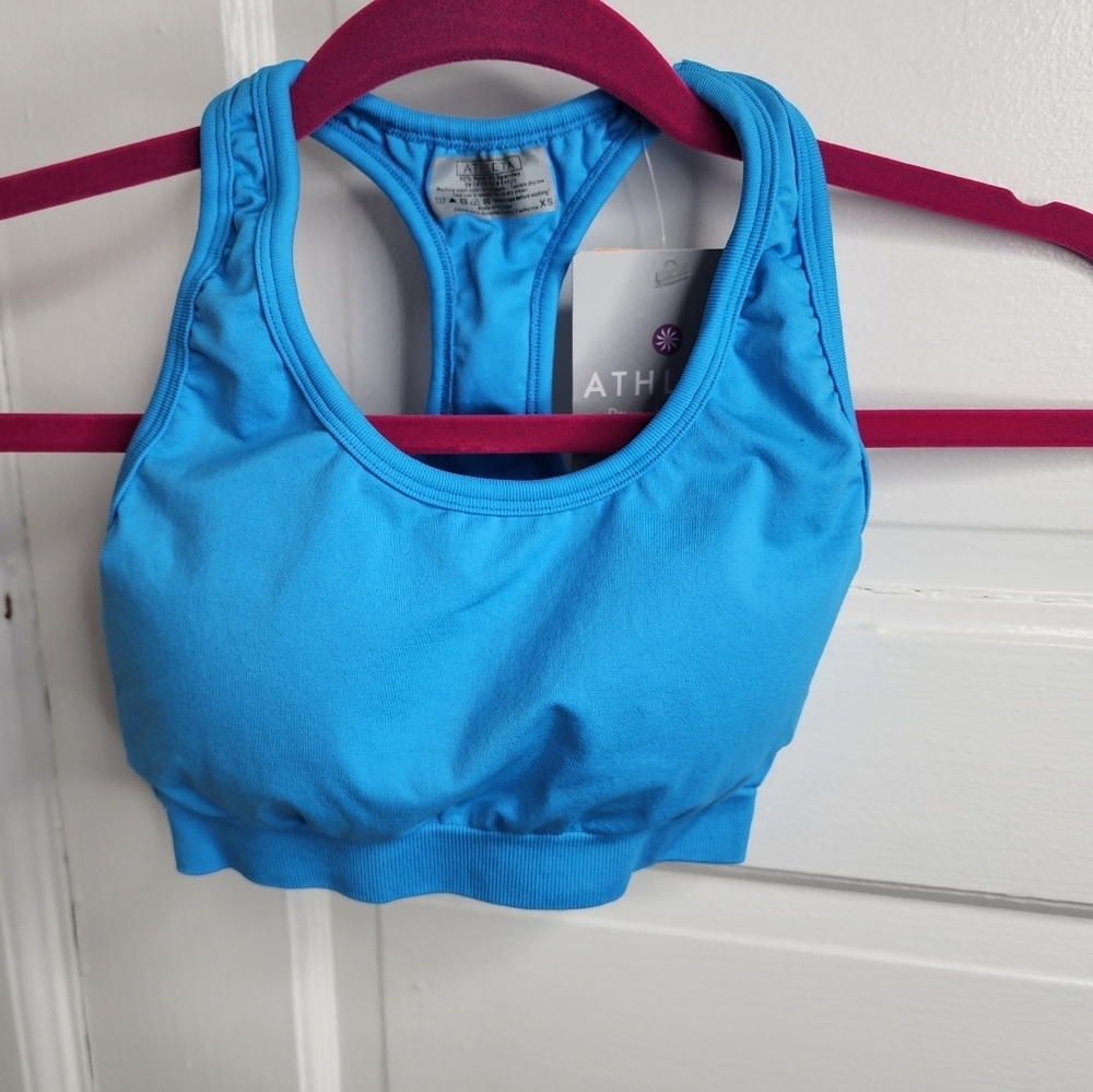 Athleta Neon Pop Seamless Racer Bra A-C XS NWT Blue